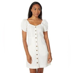 NEW w/TAGS Madewell White Linen-Cotton Puff-Sleeve Mini Dress Size 8